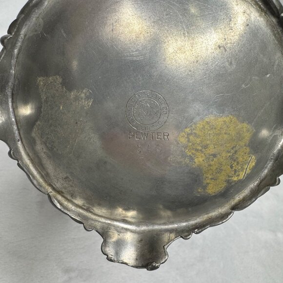 Antique Queen City Silver Co Pewter Teapot With Ornate Handle & Spout - Picture 10 of 12